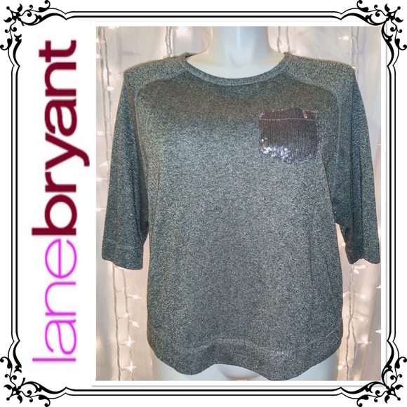 Lane Bryant Tops - LANE BRYANT ⭐️ Silver Sparkle Sequin Raglan Blouse